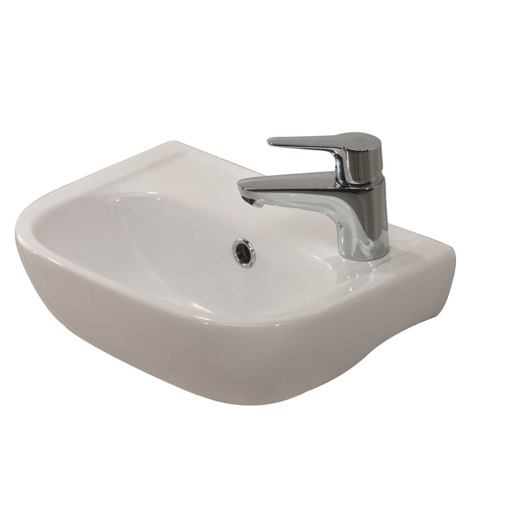 Barclay Caroline 380 Wall-Hung Basin,White, Faucet Hole on Right