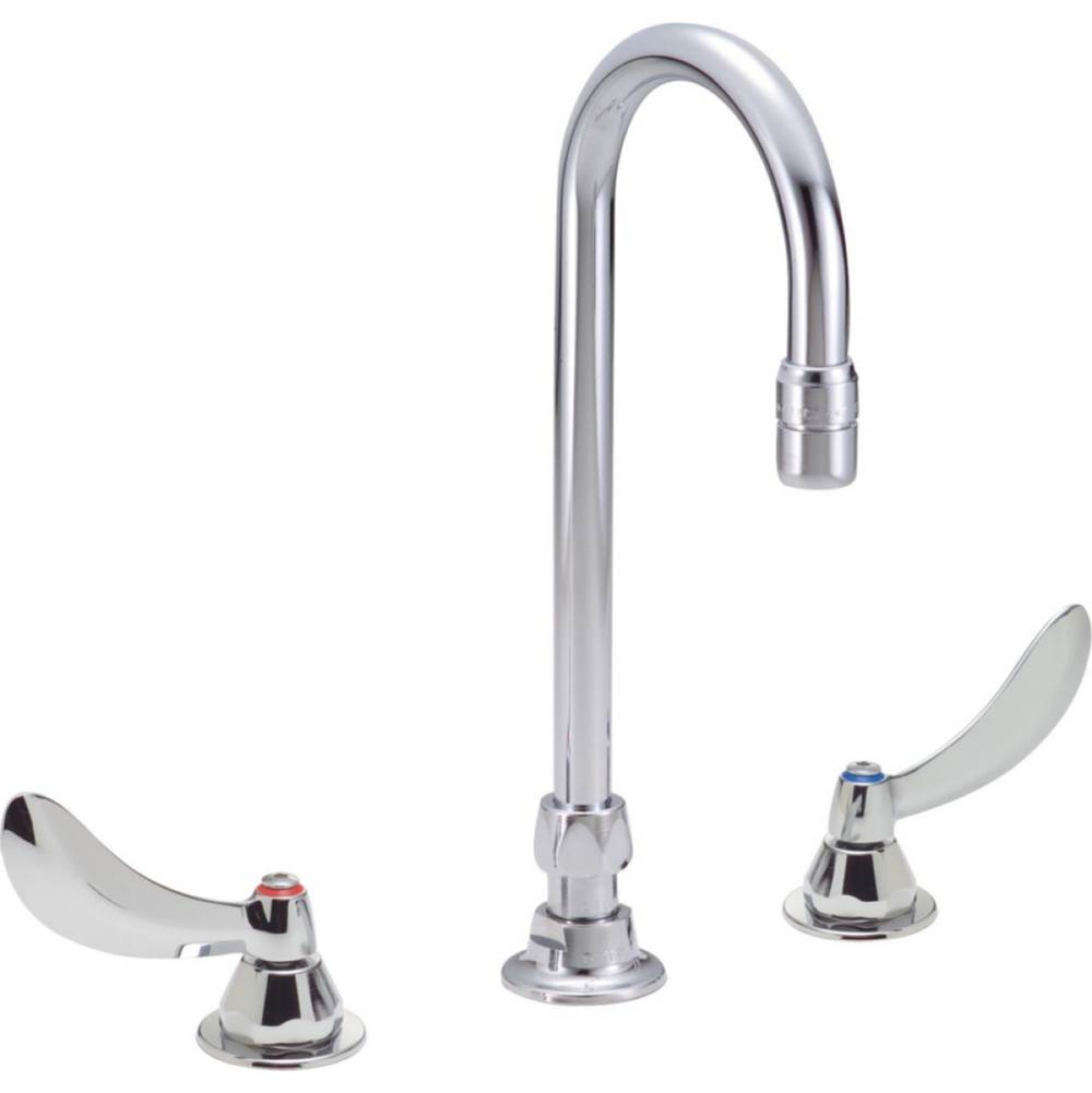 Delta Commercial Commercial 23C6: Two Handle Widespread Bathroom Faucet with Gooseneck Spout - Less Pop-Up
