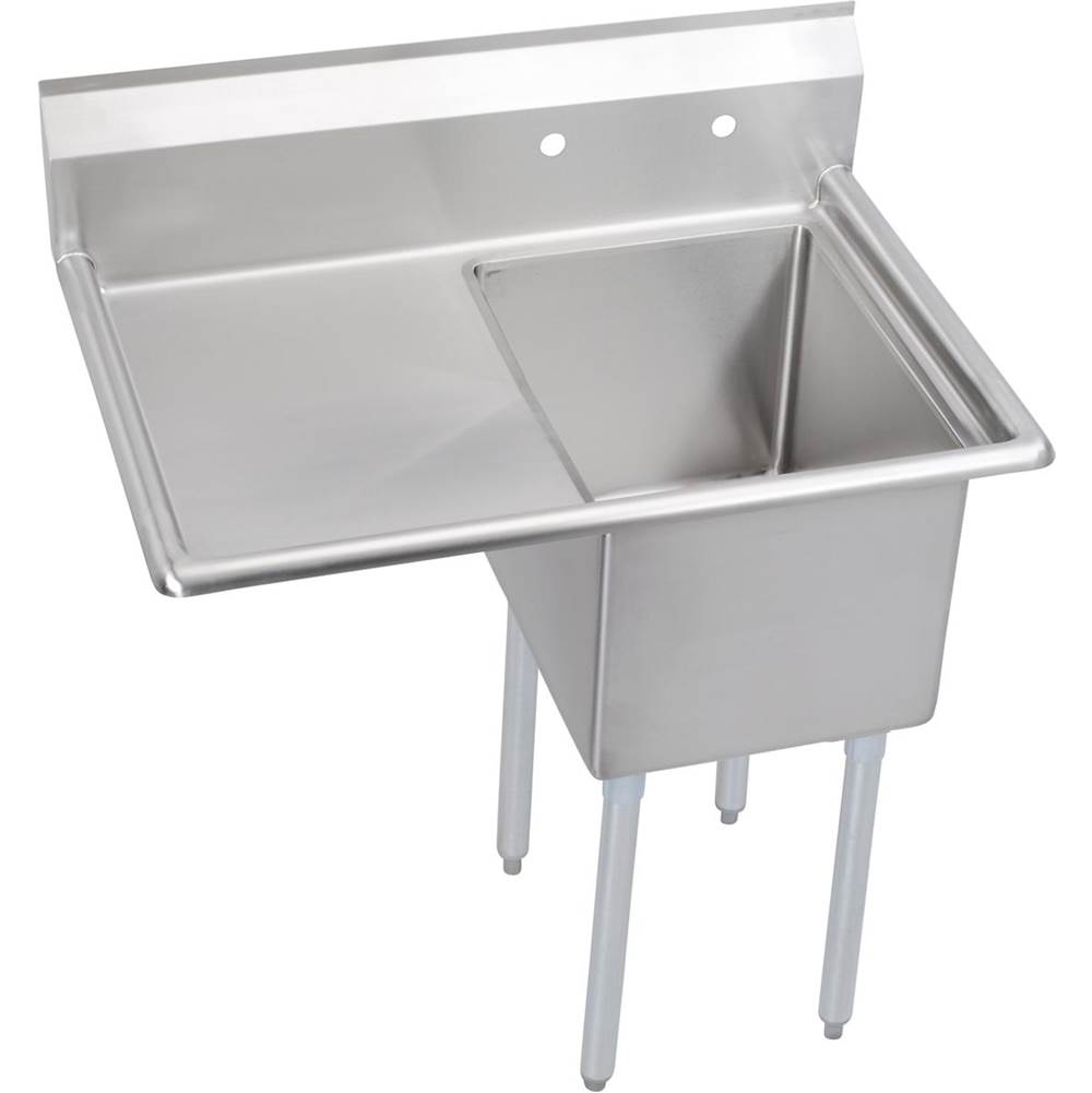 Elkay Dependabilt Stainless Steel 36-1/2'' x 25-13/16'' x 43-3/4'' 18 Gauge One Compartment Sink w/ 18'' Left Drainboard and Stainless Steel Legs
