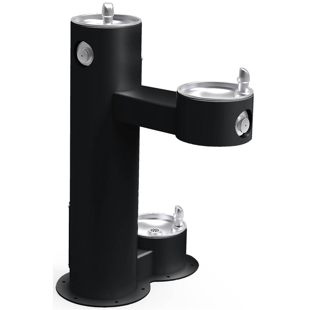 Elkay Outdoor Fountain Bi-Level Pedestal with Pet Station, Non-Filtered Non-Refrigerated Black