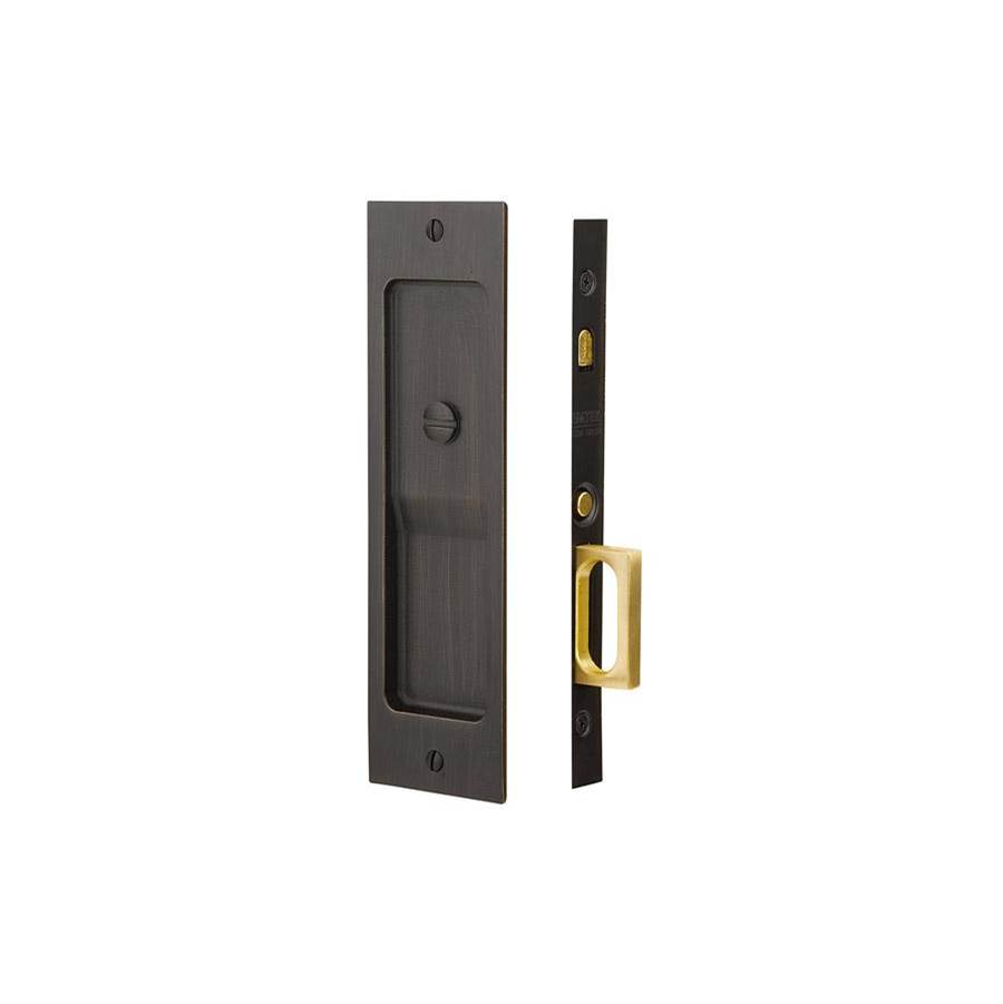 Emtek Privacy, Sandcast Bronze, Rustic Modern Rectangular Pocket Door Mortise Lock, TWB