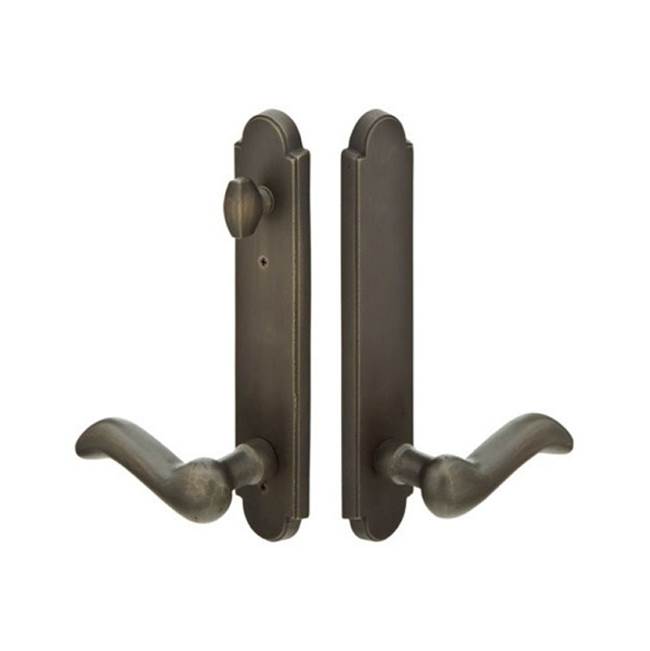 Emtek Multi Point C7, Non-Keyed American T-turn IS, Fixed Handles, Arched Style, 2'' x 10'', Teton Lever, LH, FB