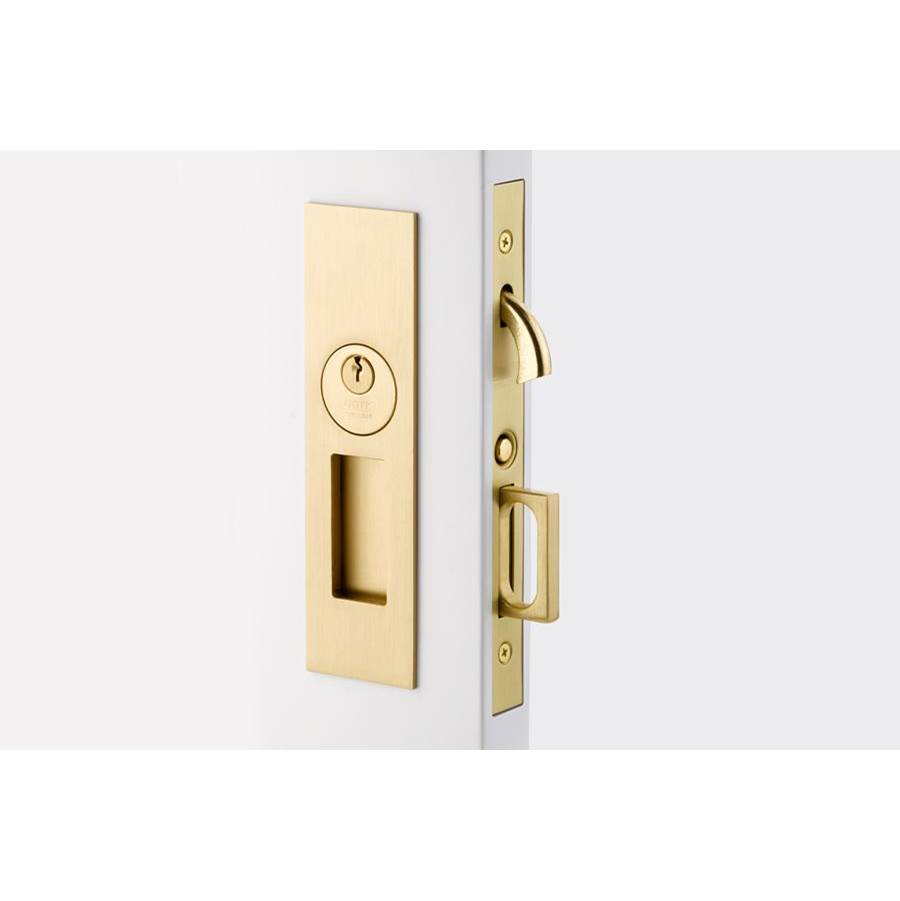 Emtek Keyed, Narrow Modern Rectangular Pocket Door Mortise Lock, US26