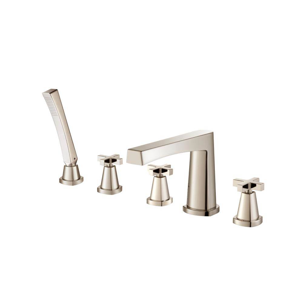 Isenberg Five Hole Deck Mounted Roman Tub Faucet With Hand Shower