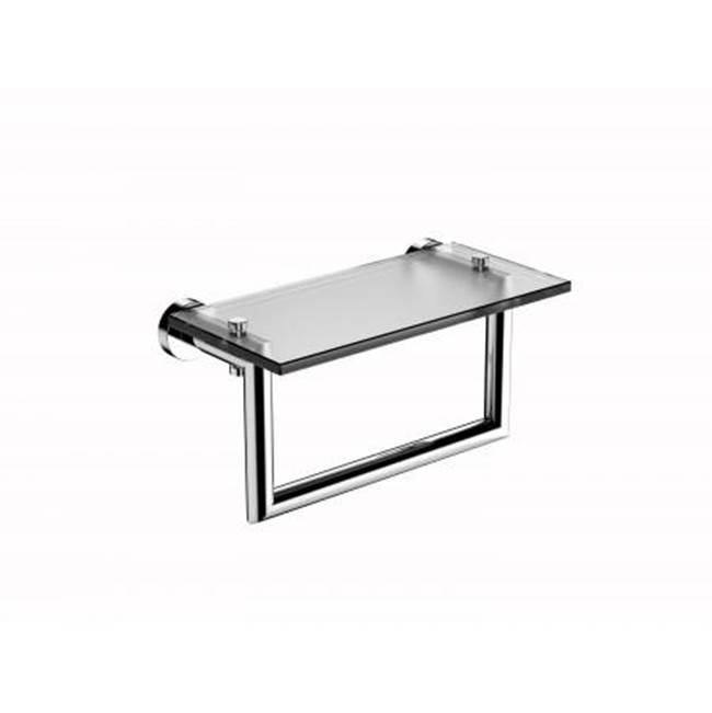 Kartners OSLO - 10-inch Glass Shelf with Towel Rail Solid Back-Glossy White