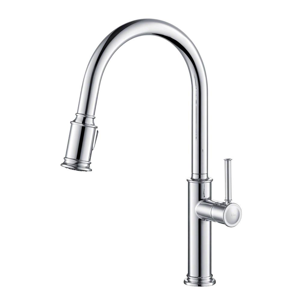 Kraus Sellette Single Handle Pull Down Kitchen Faucet with Dual Function Sprayhead in Chrome Finish