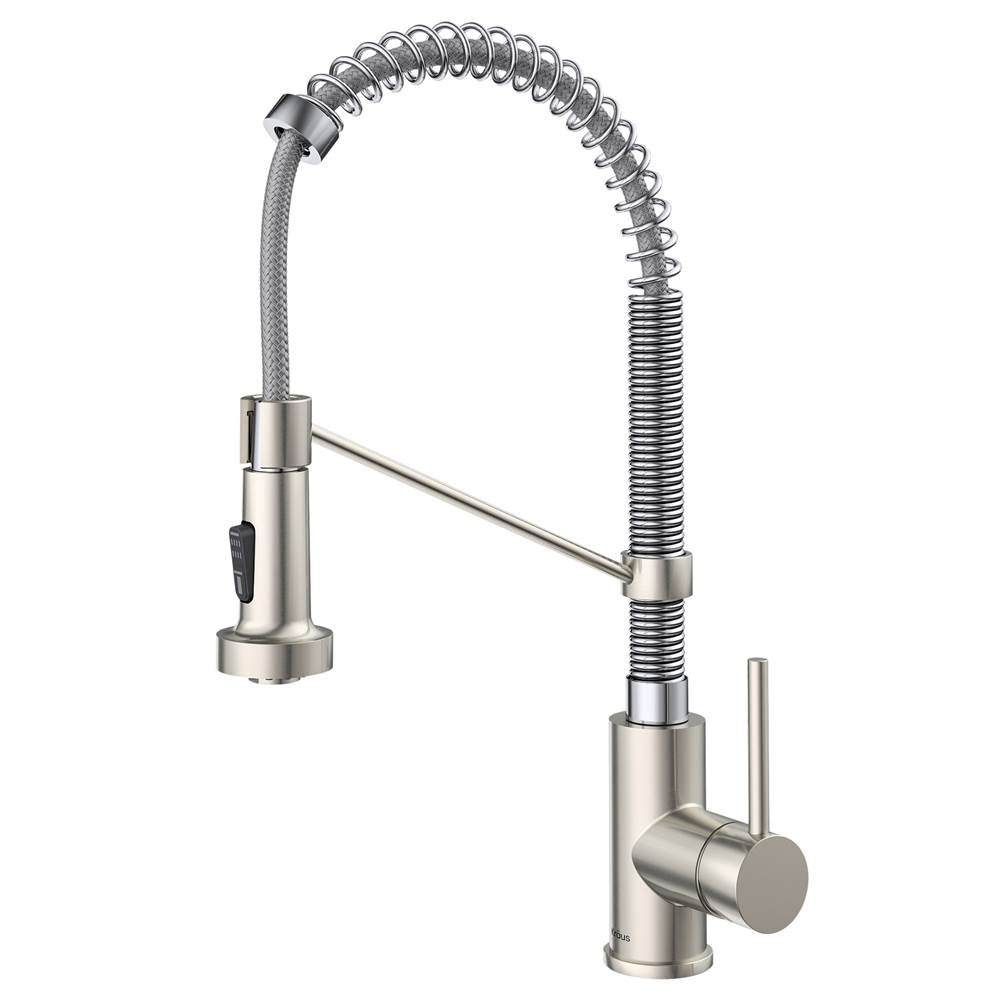 Kraus Bolden Single Handle 18-Inch Commercial Kitchen Faucet with Dual Function Pull-Down Sprayhead in Stainless Steel/Chrome Finish