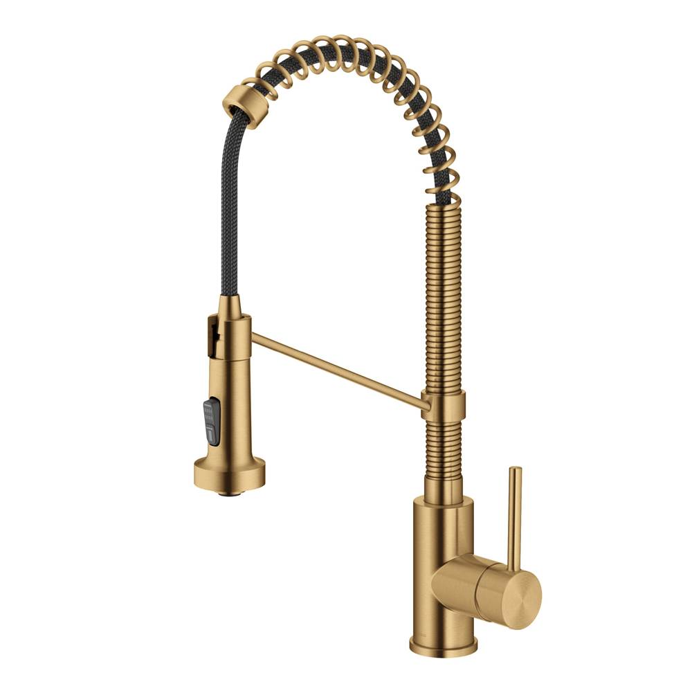 Kraus Bolden Touchless Sensor Commercial Pull Down Single Handle 18 Inch Kitchen Faucet In Brushed Brass