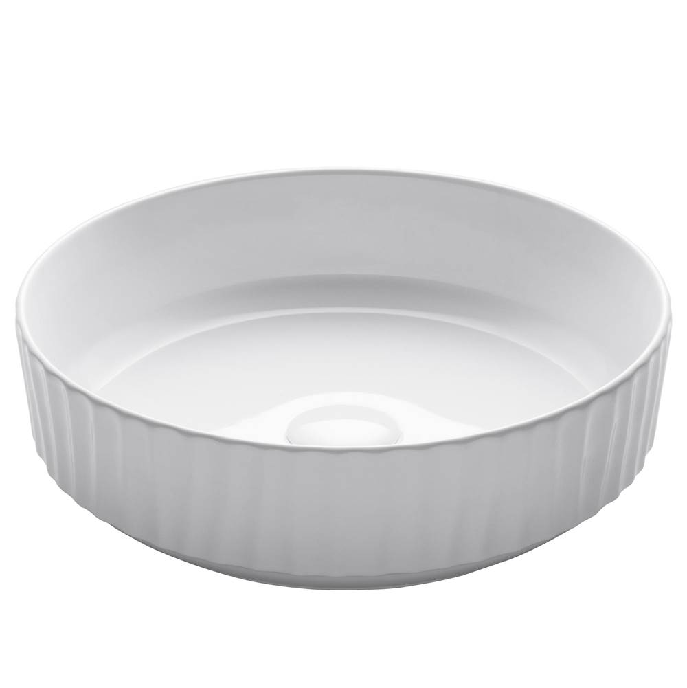 Kraus Viva Round White Porcelain Ceramic Vessel Bathroom Sink, 15 3/4 in. D x 4 3/4 in. H