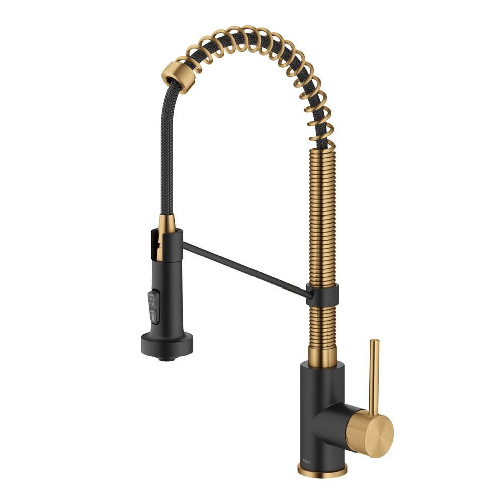 Kraus Bolden Touchless Sensor Commercial Pull Down Single Handle 18 Inch Kitchen Faucet In Brushed Brass, Matte Black