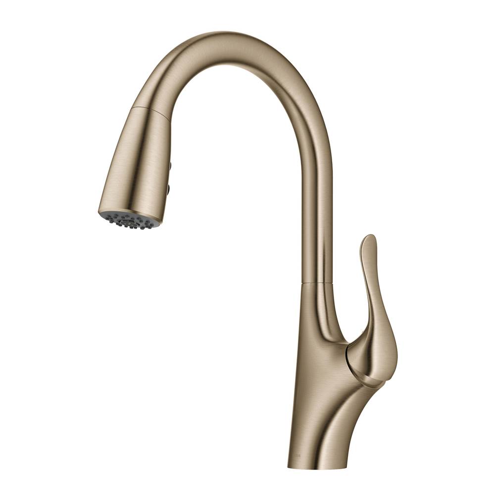 Kraus Merlin Single Handle Pull Down Kitchen Faucet In Brushed Gold