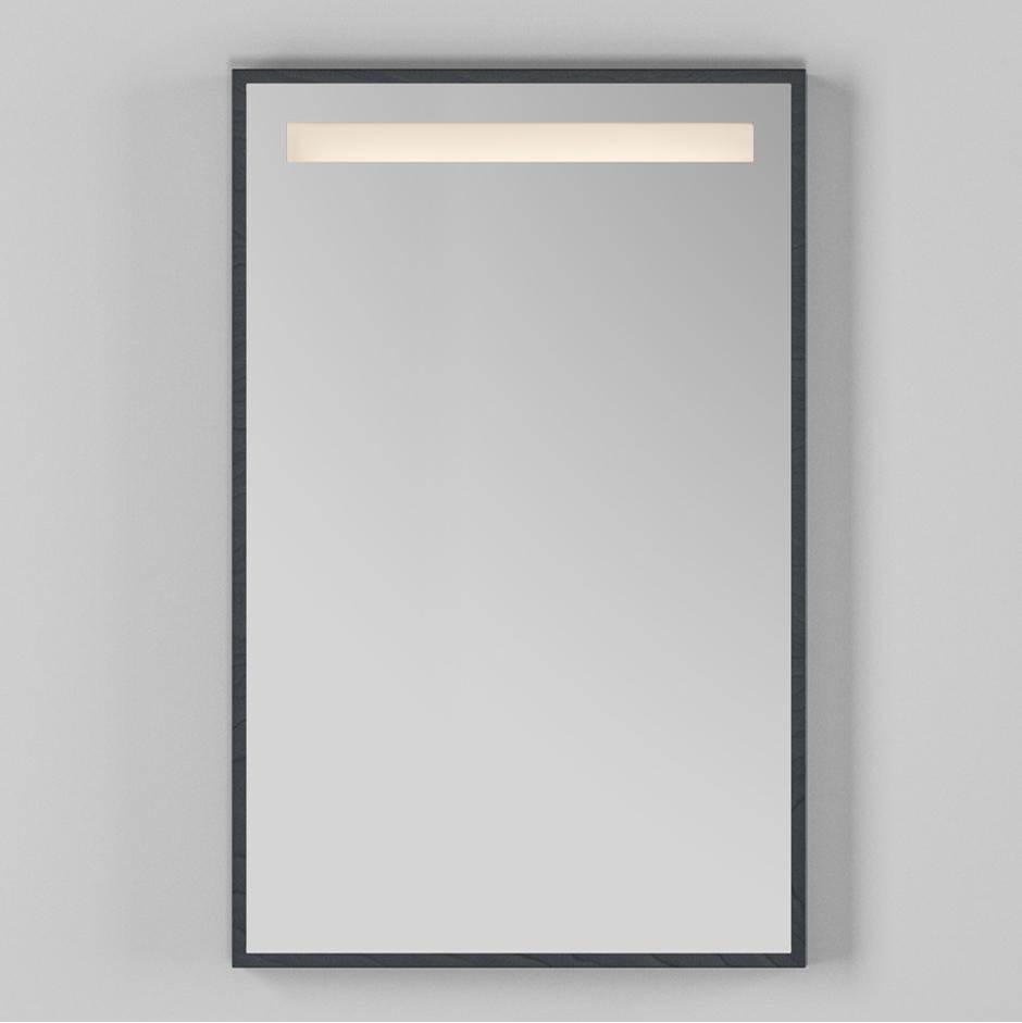 Lacava Wall-mount mirror in wooden or metal frame with LED light behind sand blasted frosted section on top. W:23'', H:34'', D: 2''.