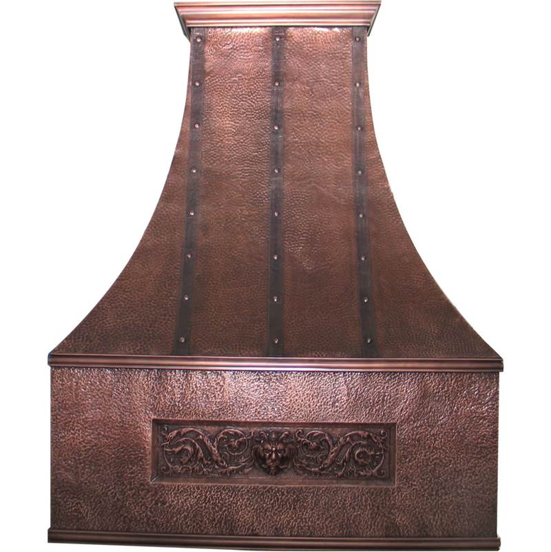 Log Cabin Copper Wall Mount Range Hood with Strapping