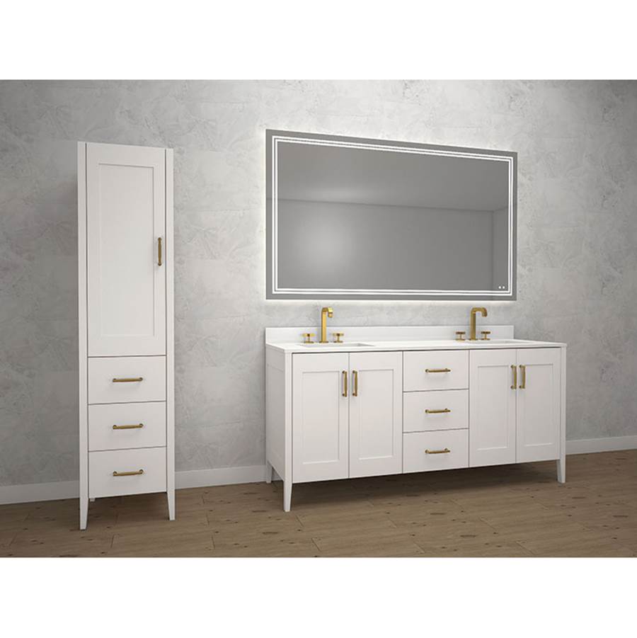 Madeli 18''W Encore Linen Cabinet, White. Free Standing, Right Hinged Door, Polished Chrome Handles (X4), 18'' X 18'' X 76''