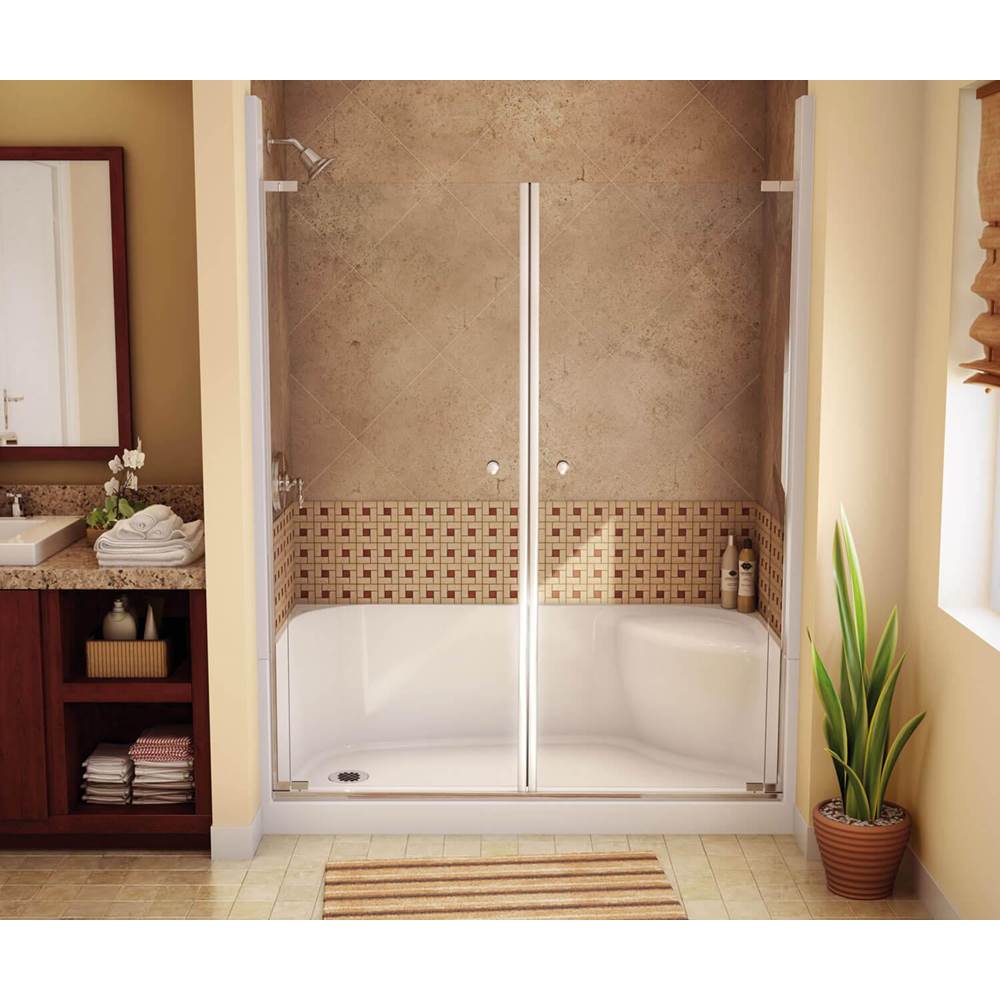 Maax SPS 3460 AFR AcrylX Alcove Shower Base with Left-Hand Drain in White
