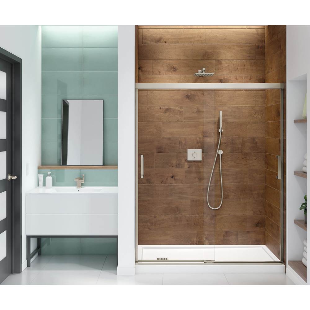 Maax Incognito 70 56-59 x 70 1/2 in. 8mm Sliding Shower Door for Alcove Installation with Clear glass in Brushed Nickel