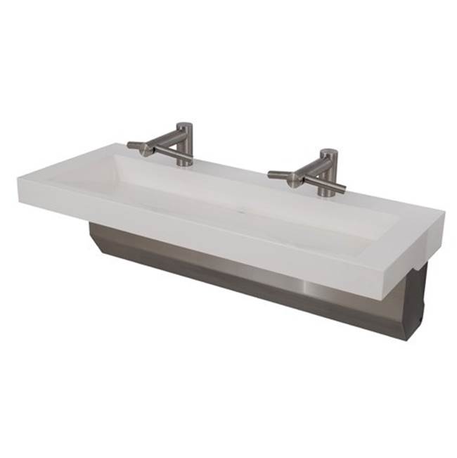 Neo-Metro by Acorn 2'' X 4'' cast wall mounted Blanco (white) solid surface countertop with an integrated 22'' X 14'' X 4-1/2'' ramped basin, stainless steel surface m