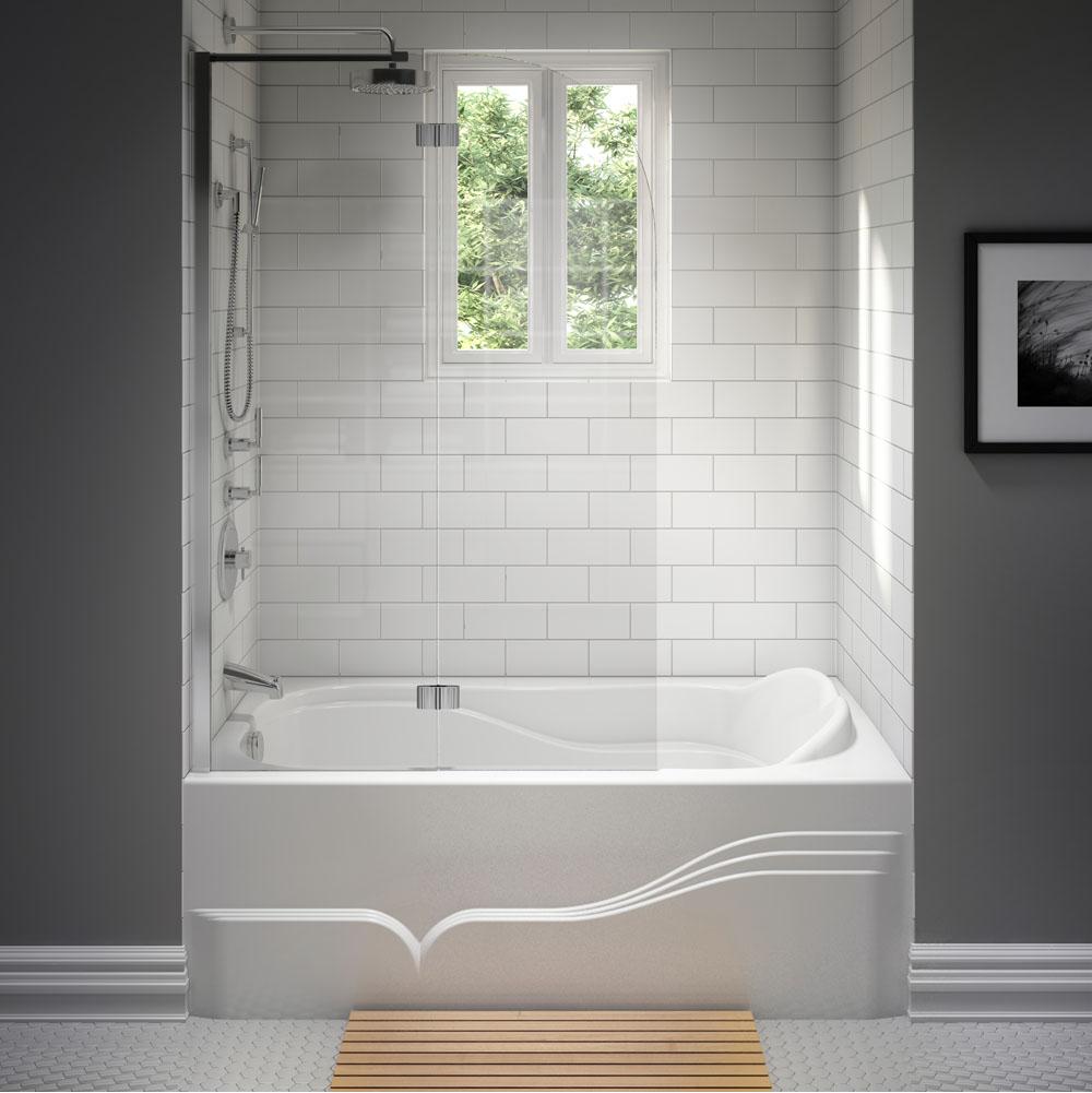 Neptune DAPHNE bathtub 32x60 with Tiling Flange and Skirt, Right drain, Whirlpool/Mass-Air, Biscuit