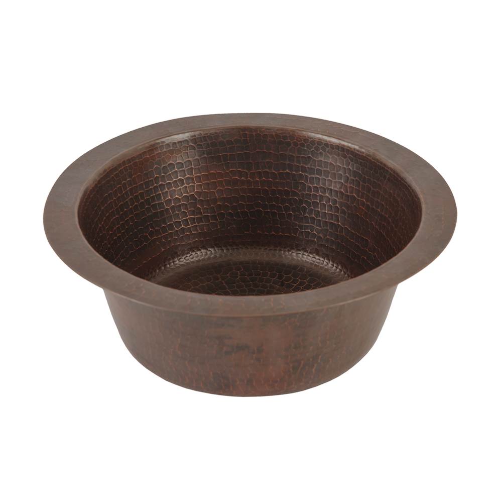 Premier Copper Products 12'' Round Hammered Copper Bar Sink w/ 2'' Drain Size