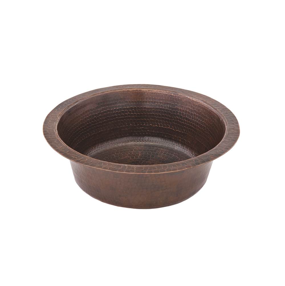 Premier Copper Products 14'' Round Hammered Copper Bar Sink w/ 2'' Drain Size