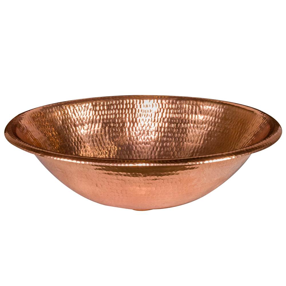 Premier Copper Products 17'' Oval Self Rimming Hammered Copper Bathroom Sink in Polished Copper