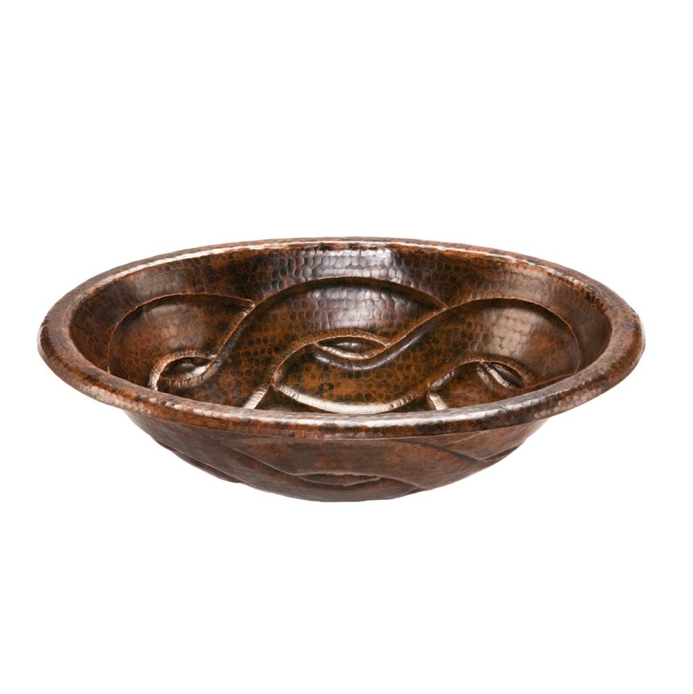 Premier Copper Products Oval Braid Self Rimming Hammered Copper Sink