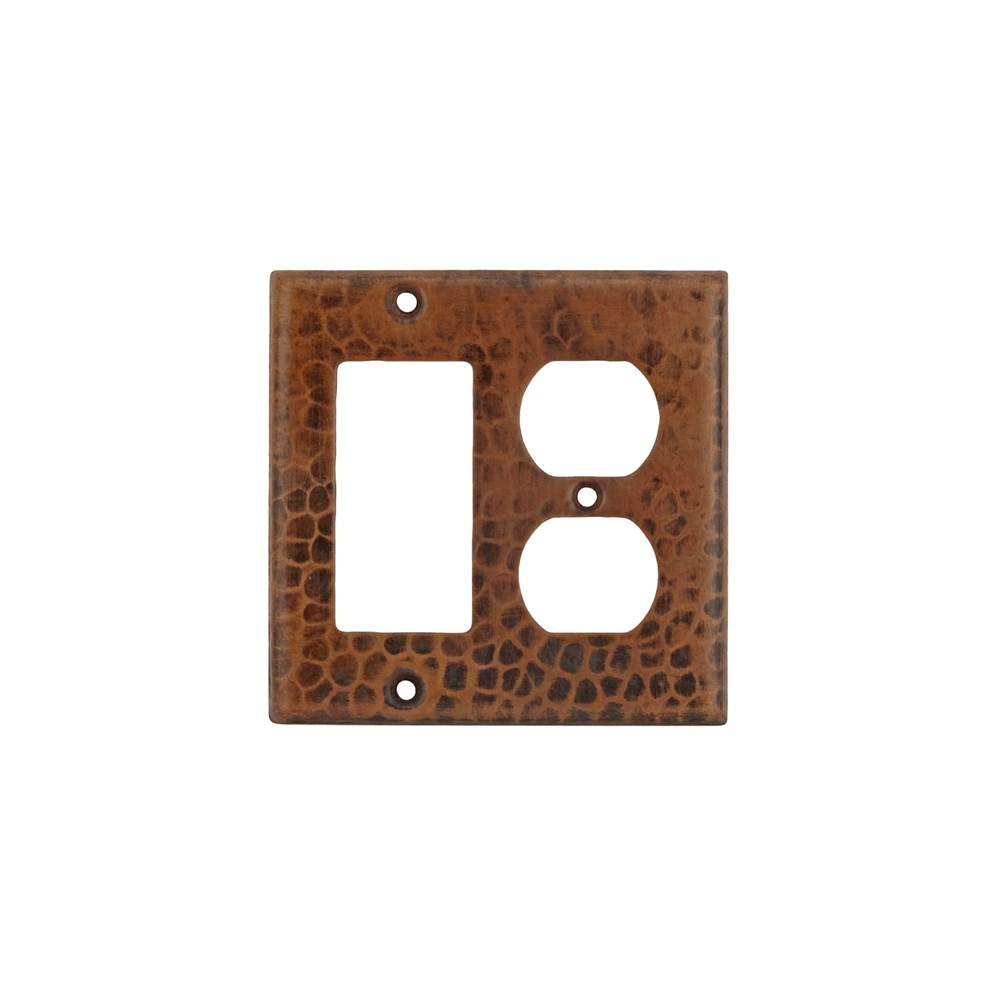 Premier Copper Products Copper Combination Switchplate, 2 Hole Outlet and Ground Fault/Rocker GFI Cover