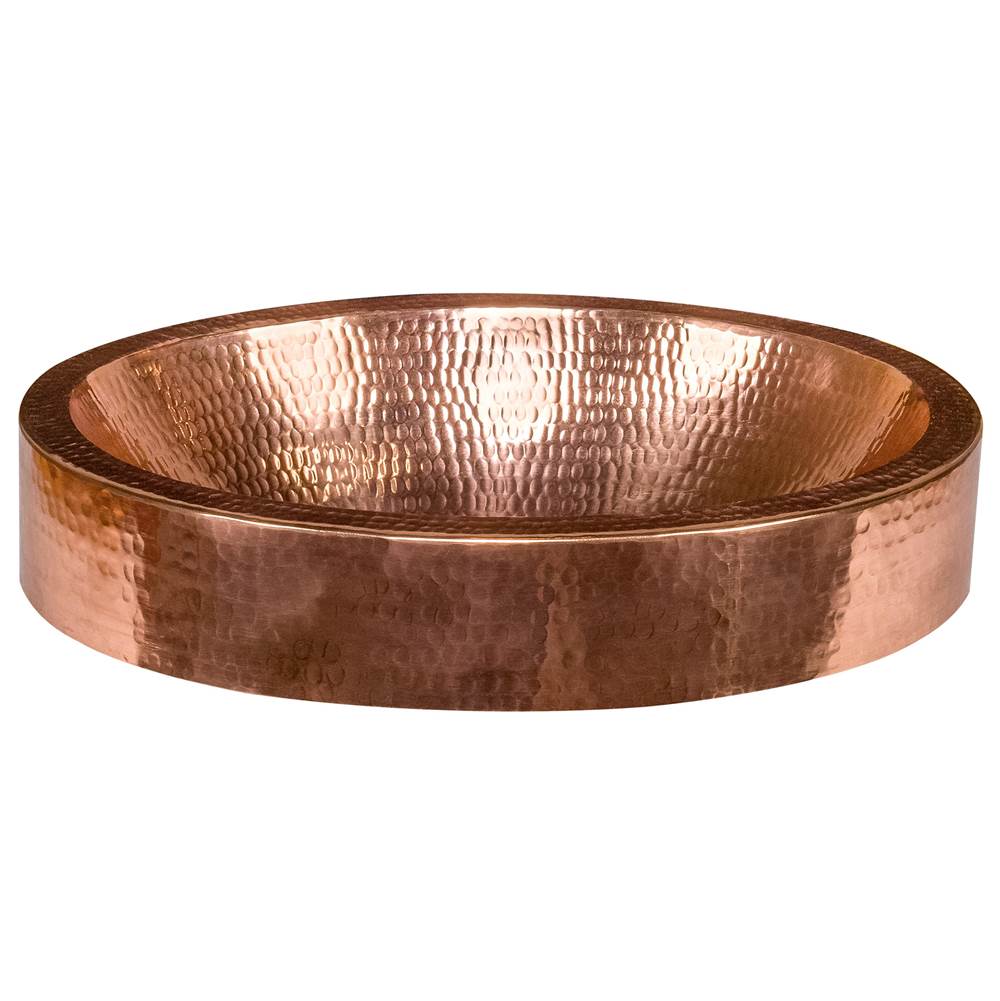 Premier Copper Products 17'' Compact Oval Skirted Vessel Hammered Copper Sink in Polished Copper