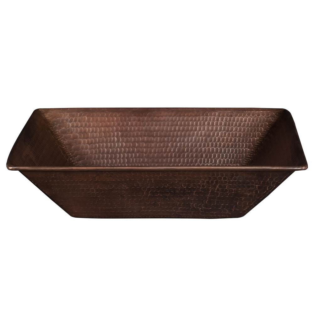 Premier Copper Products 17'' Rectangle Wired Rim Vessel Hammered Copper Sink