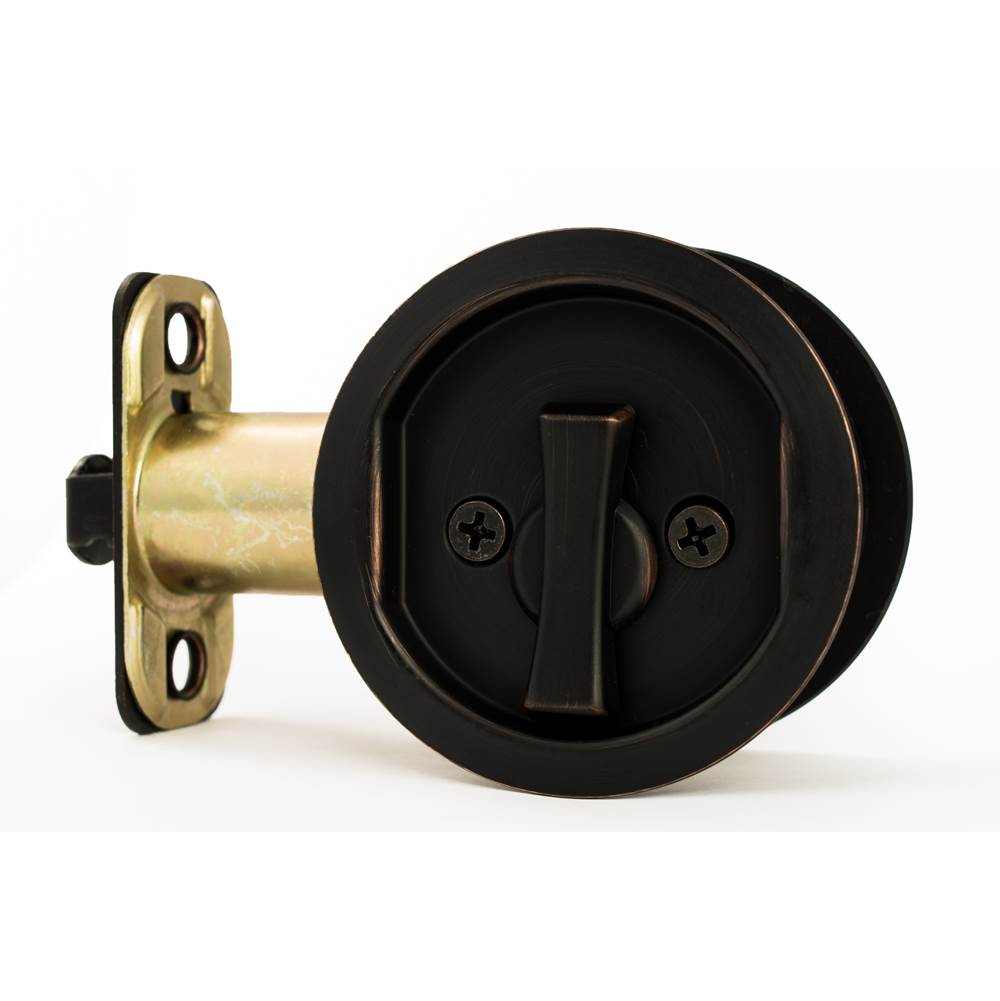 Sure-Loc Hardware Round Pocket Door Pull, Privacy, Vintage Bronze