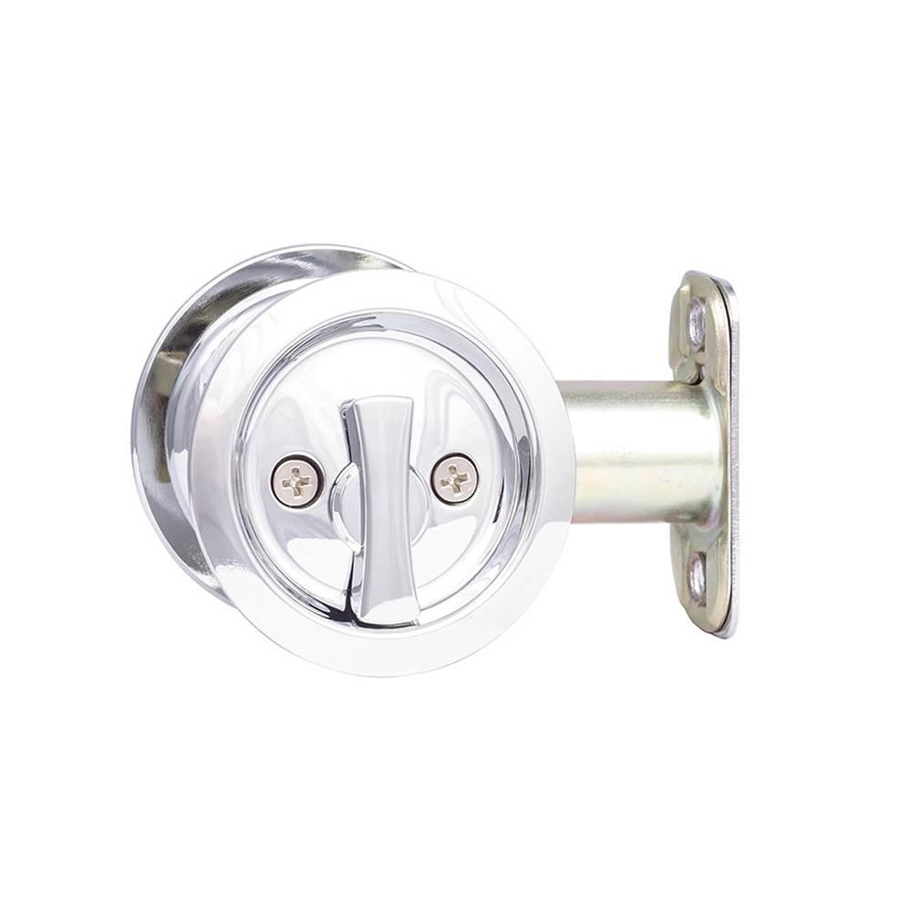 Sure-Loc Hardware Round Pocket Door Pull, Privacy, Polished Chrome