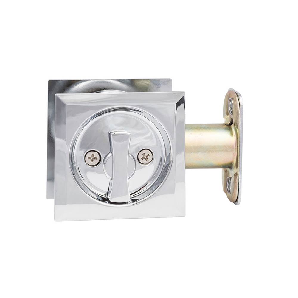 Sure-Loc Hardware Square Pocket Door Pull, Privacy, Polished Chrome