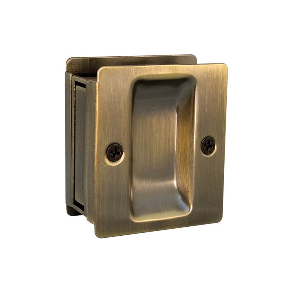 Sure-Loc Hardware Square Pocket Door Pull, Privacy Polished Brass