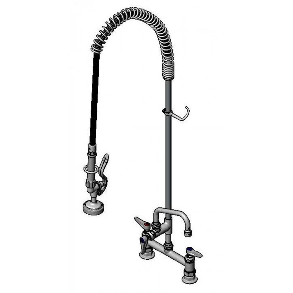 T&S Brass EasyInstall Pre-Rinse, Spring Action, Deck Mount, 8'' Centers, 6'' Add-On Faucet