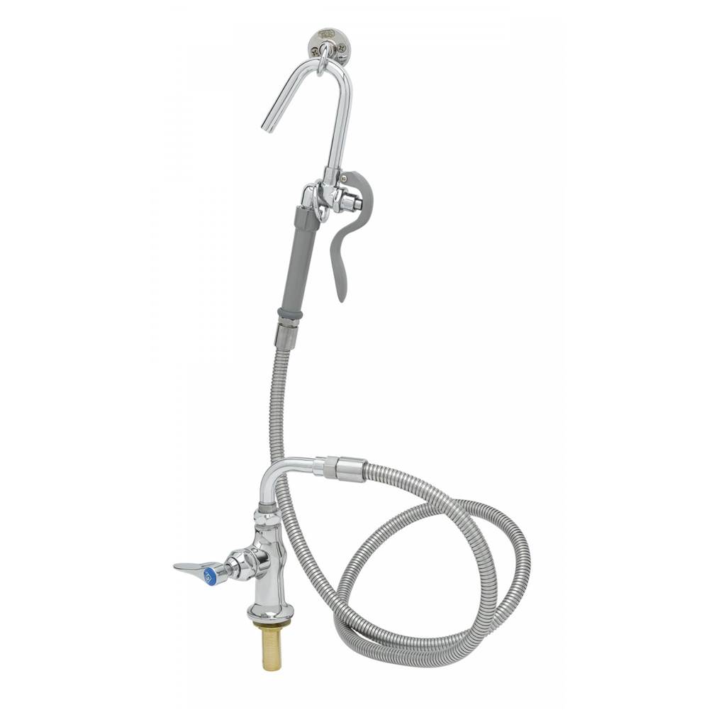 T&S Brass Single Pantry Base Faucet, 053A, B-0102-A Hose & Hook Nozzle, B-0104-D Wall Hanger Hook