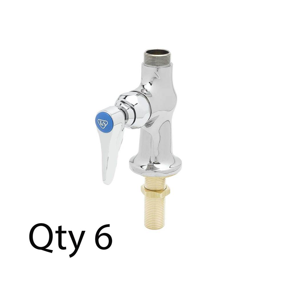 T&S Brass Single Pantry Rigid Base Faucet, Deck Mount, Less Nozzle (Qty. 6)