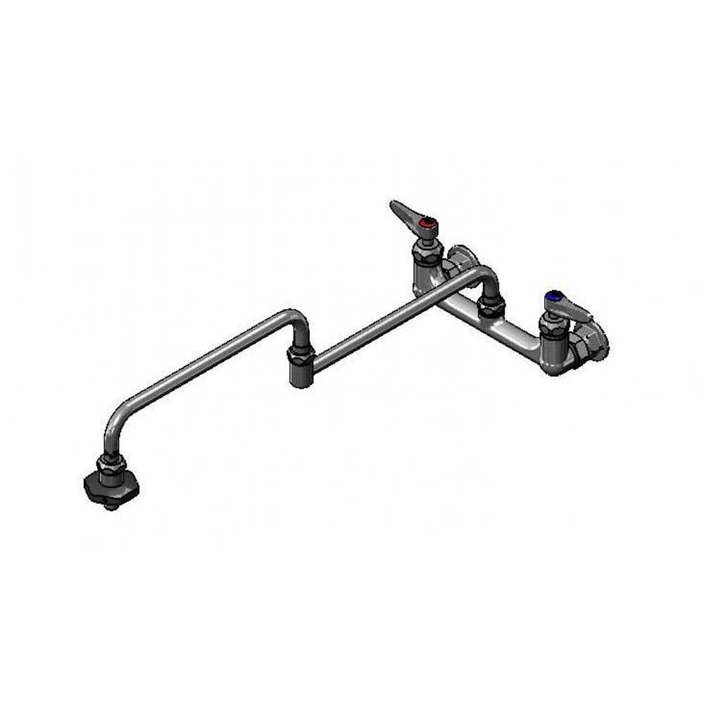 T&S Brass Pot Filler, Wall Mount, 8'' Centers, Ceramas, 24'' Double Joint Nozzle, On-Off Control