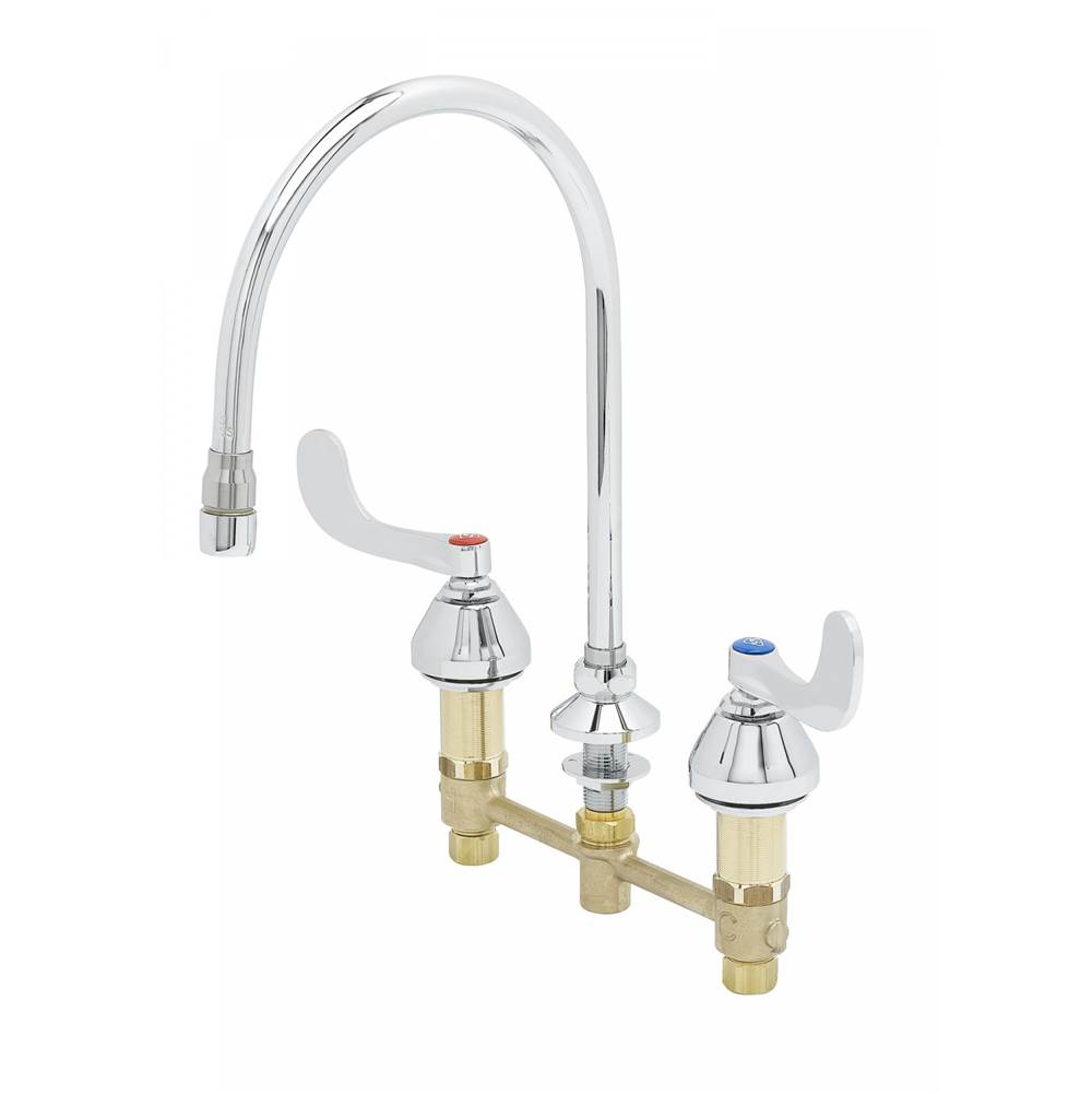 T&S Brass Lav Faucet, Concealed Bdy, 8'' Cntrs, Comp Cart, 4'' Wrist Hndls, Swvl Gsnck, 1.5 gpm Lam