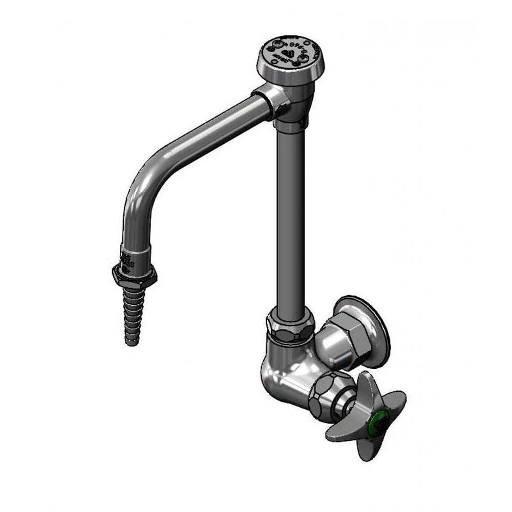 T&S Brass Lab Faucet, Single Temp., Wall Mount, Swivel/Rigid Vacuum Breaker Nozzle, Serrated Tip