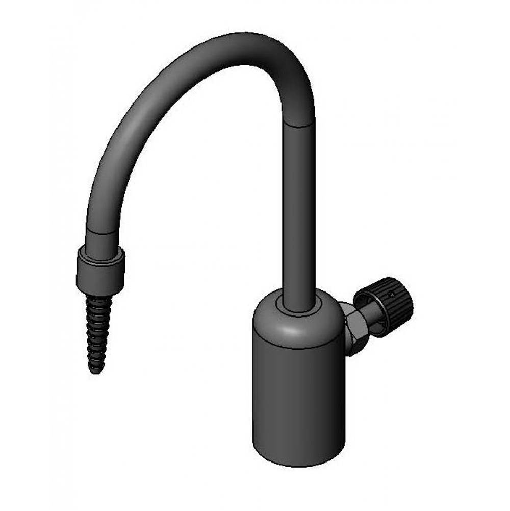 T&S Brass Lab Faucet, Single Control, Grey PVC, Rigid Gooseneck, Serrated Tip, 1/2'' NPT Female Inlet (Pure Water Applications)