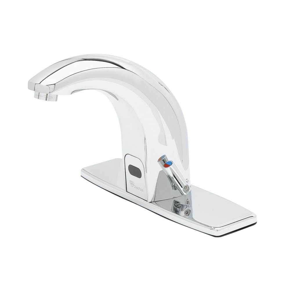 T&S Brass ChekPoint Above-Deck Electronic Faucet, 8'' Deck Plate, Contemporary Spout, 2.2 GPM Aerator