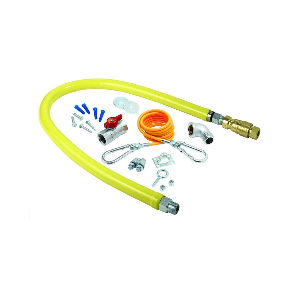 T&S Brass Gas Hose w/Quick Disconnect, 1/2'' NPT, 36'' Long, Includes Installation Kit