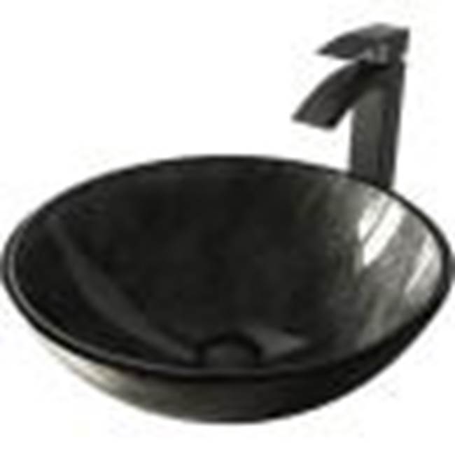 Vigo Gray Onyx Glass Vessel Bathroom Sink Set With Duris Vessel Faucet In Matte Black