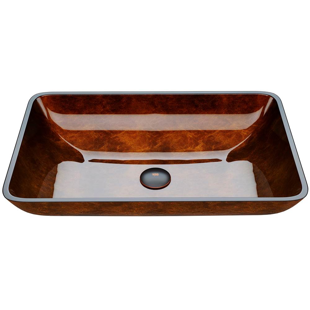Vigo 22 1/2'' Rectangular Russet Glass Vessel Bathroom Sink