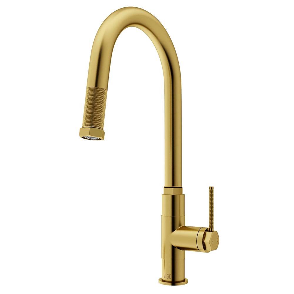 Vigo Hart Arched Single Handle Pull-Down Spout Kitchen Faucet Matte Brushed Gold