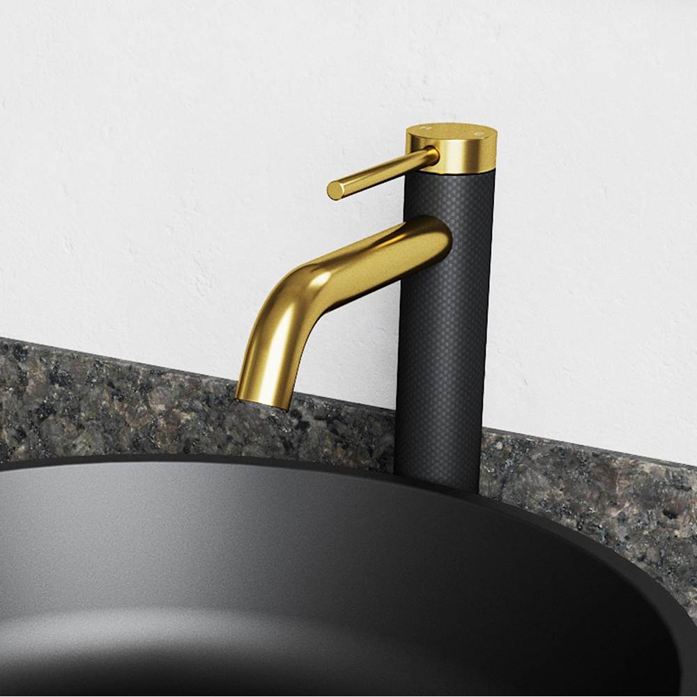 Vigo Lexington Single Hole cFiber© Vessel Bathroom Faucet in Matte Brushed Gold and Matte Black
