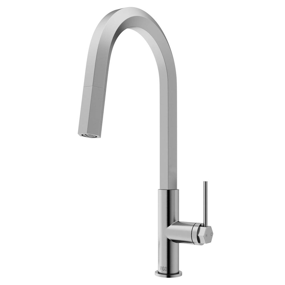 Vigo Hart Hexad Single Handle Pull-Down Spout Kitchen Faucet in Stainless Steel