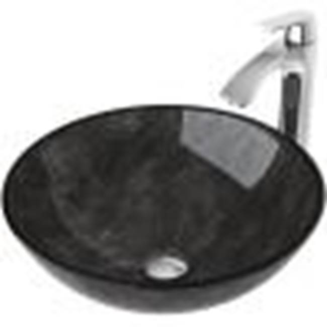 Vigo Gray Onyx Glass Vessel Bathroom Sink Set With Linus Vessel Faucet In Chrome