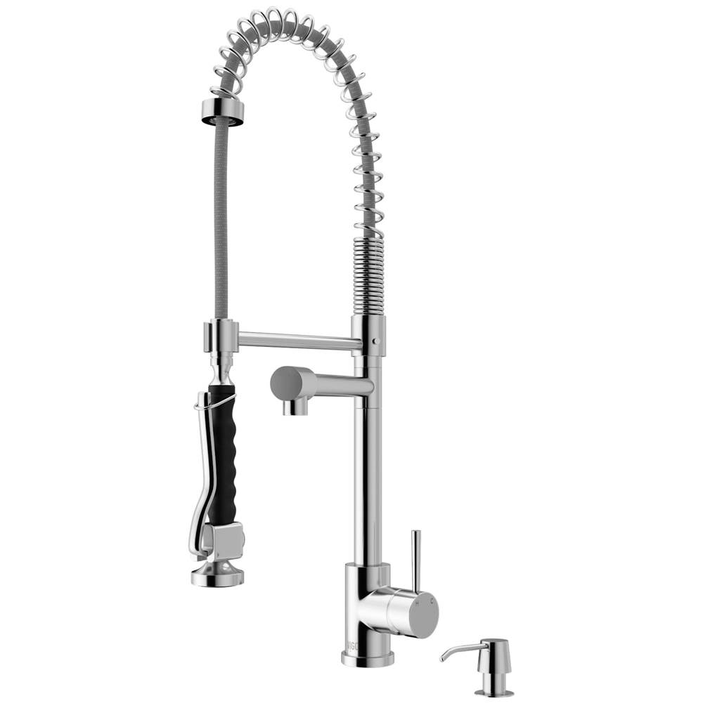 Vigo Zurich Pull-Down Spray Kitchen Faucet With Soap Dispenser In Chrome