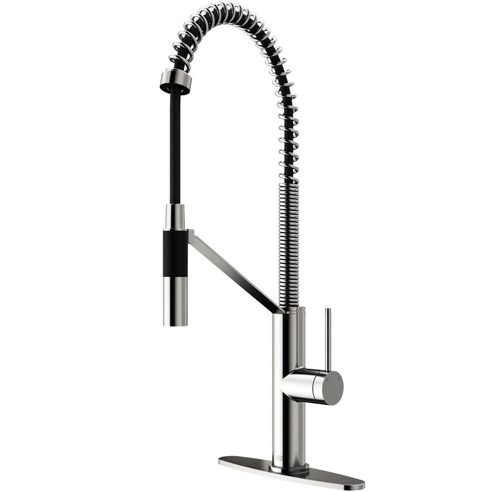 Vigo Livingston Magnetic Kitchen Faucet With Deck Plate In Stainless Steel